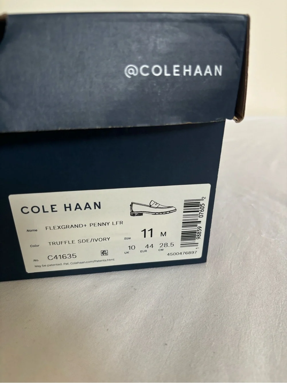 Cole Haan Flexgrand+ Penny Loafers Men 11M Truffle Suede Ivory Slip on shoes New